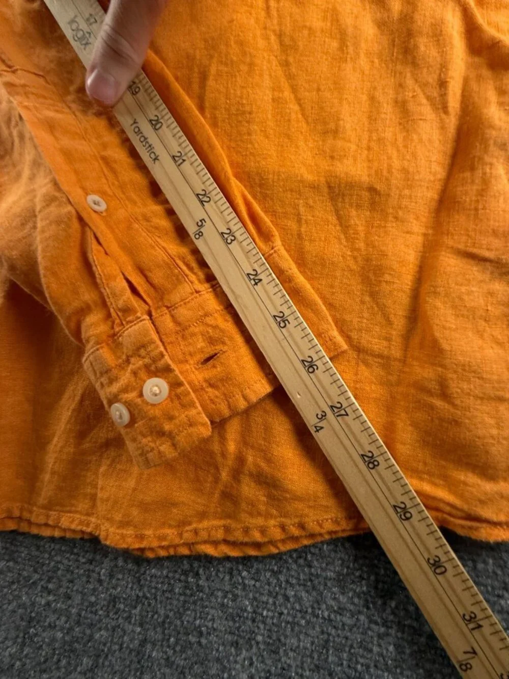 NWT Banana Republic Orange All Linen Button Up Shirt Long Sleeve XL Untucked Fit